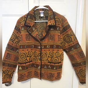 Women's vintage patterned jacket, petite L